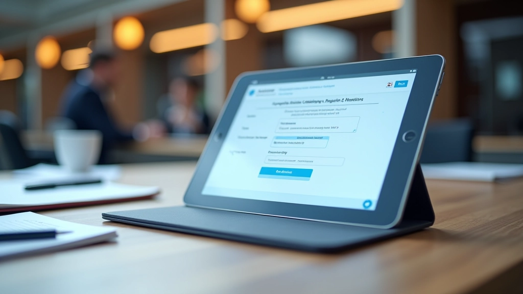 Regulatory compliance framework diagram with rules configuration settings displayed on tablet screen